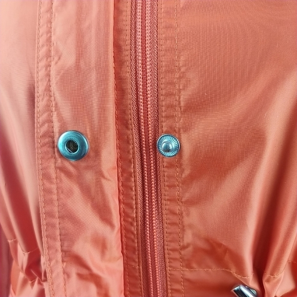 Ellen Tracy Hooded Rain Jacket XS Orange Full Zip Hip Length - Picture 5 of 8